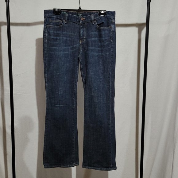 Boot cut jeans J. Crew petite dark wash distressed stretch cotton denim pants - Picture 1 of 14